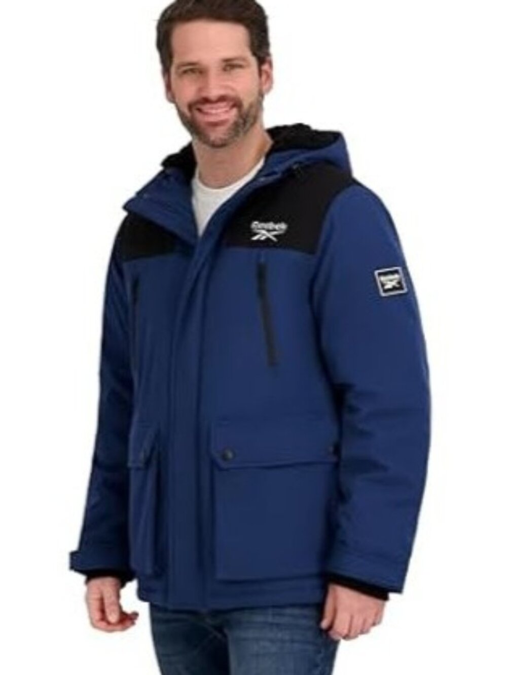 Reebok Mens Insulated Softshell Winter Jacket Blue Dark Denim S NWT